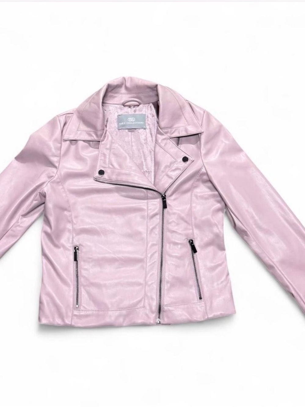 Light Pinkish Purple Faux Leather Moto Jacket